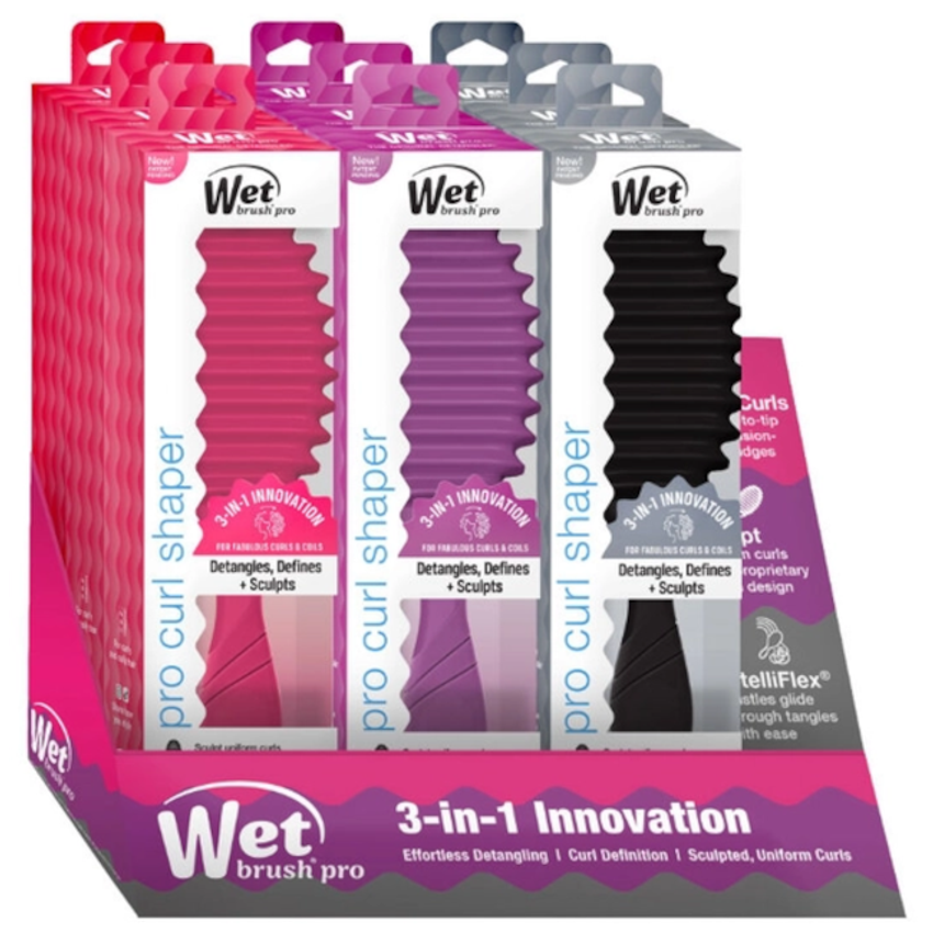 Wet Brush Curl Sculpt Pro Detangler Display 9pcd