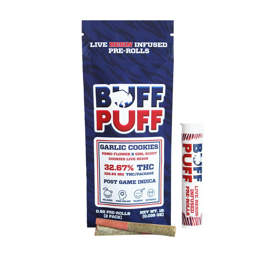 Buff Puff | Live Resin Infused | 0.5g 2pk | Garlic Cookies