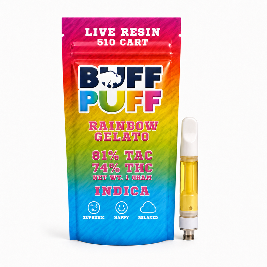 Buff Puff | Live Resin 510 Cart | 1g | Rainbow Gelato