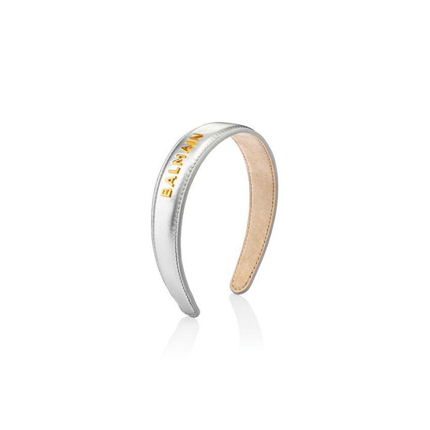 Balmain FW23 Leather Headband Large Silver