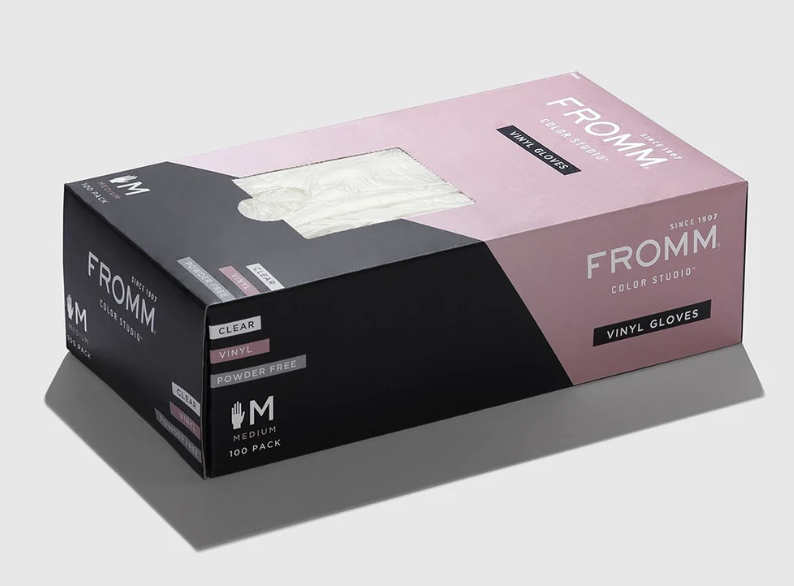 Fromm Powder Free Vinyl Gloves Medium Clear 100/Bx