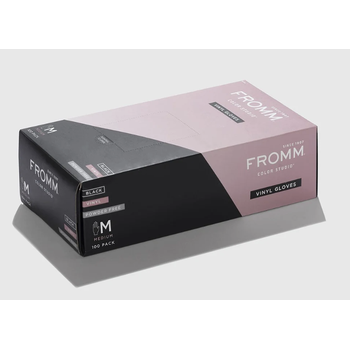 Fromm Powder Free Vinyl Gloves Medium Black 100/Bx