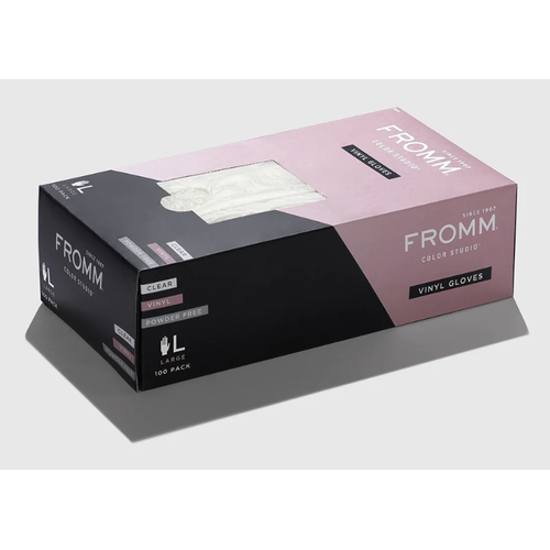 Fromm Powder Free Vinyl Gloves Large Clear 100/Box