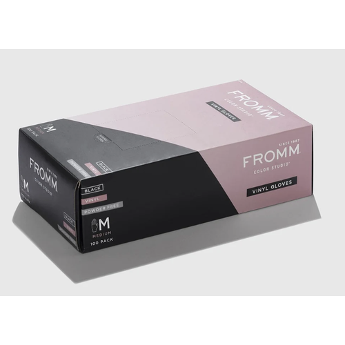 Fromm Powder Free Vinyl Gloves Medium Black 100/Bx