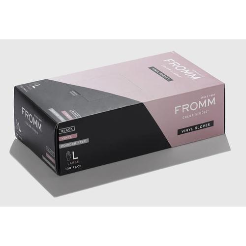 Fromm Vinyl Powder Free Gloves Large Black 100/Box