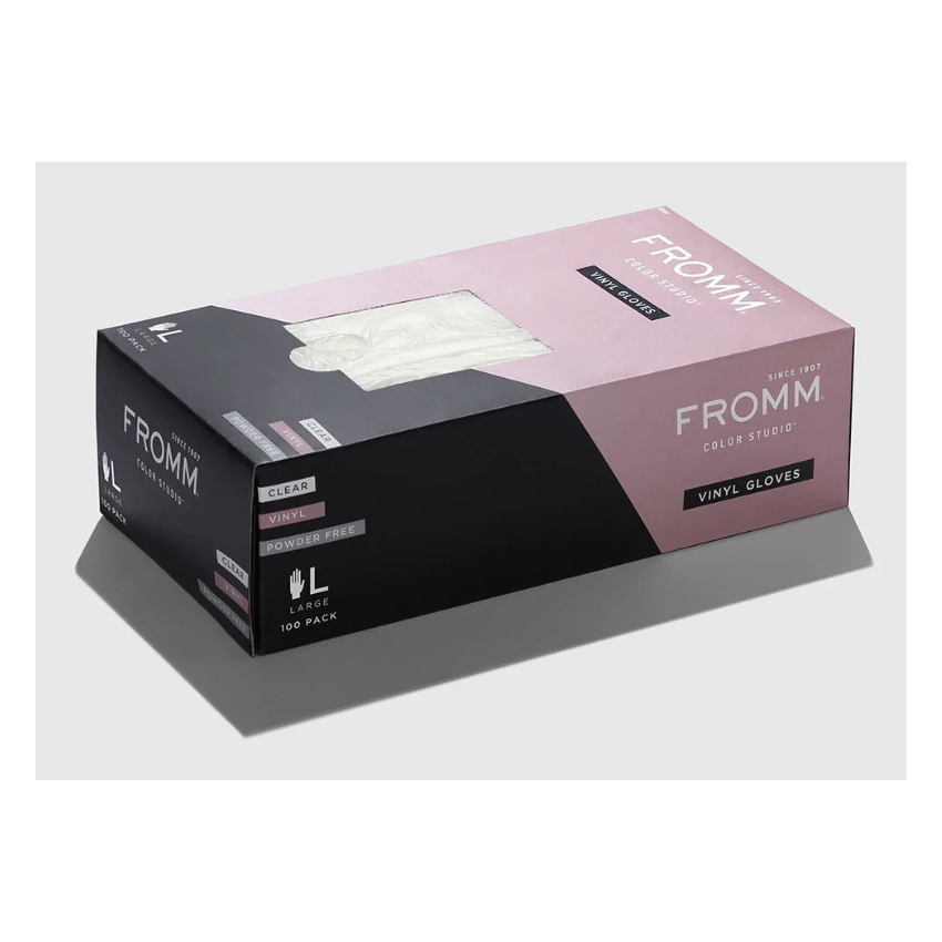Fromm Powder Free Vinyl Gloves Large Clear 100/Box