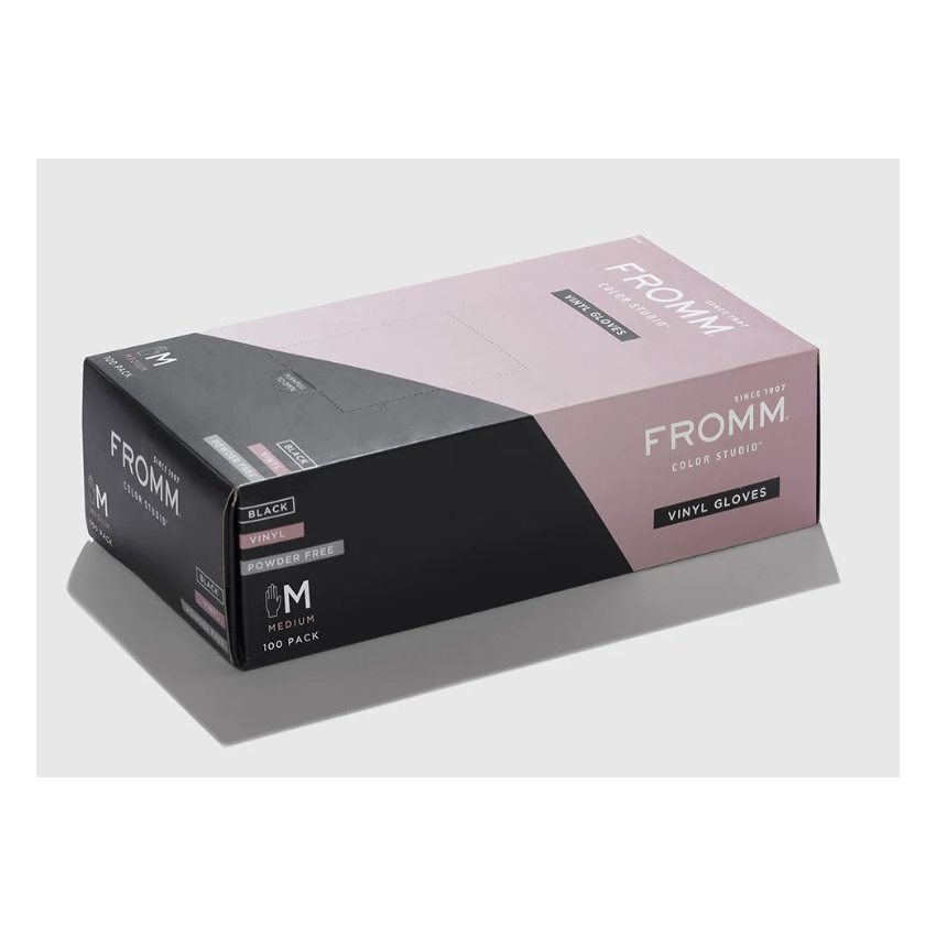 Fromm Powder Free Vinyl Gloves Medium Black 100/Bx