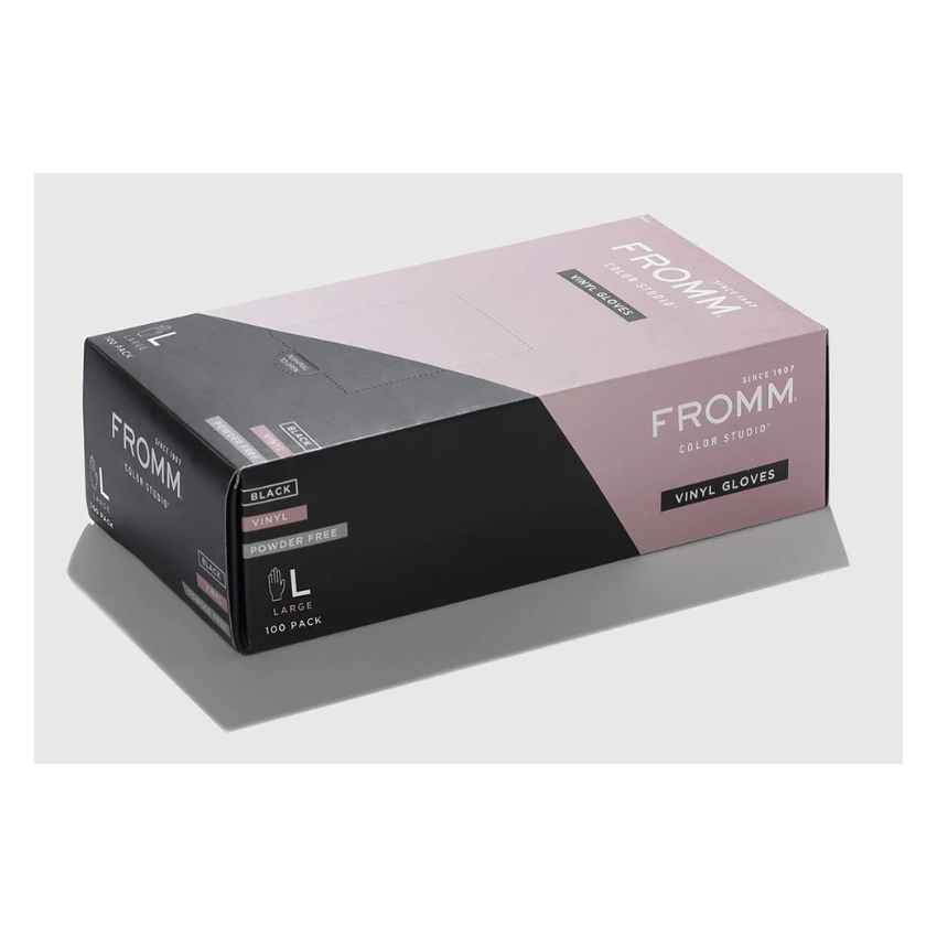 Fromm Vinyl Powder Free Gloves Large Black 100/Box