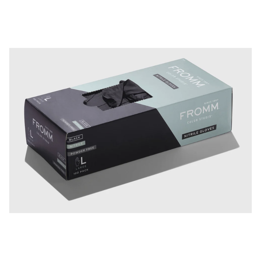 Fromm Black Nitrile Gloves Large 100/Box